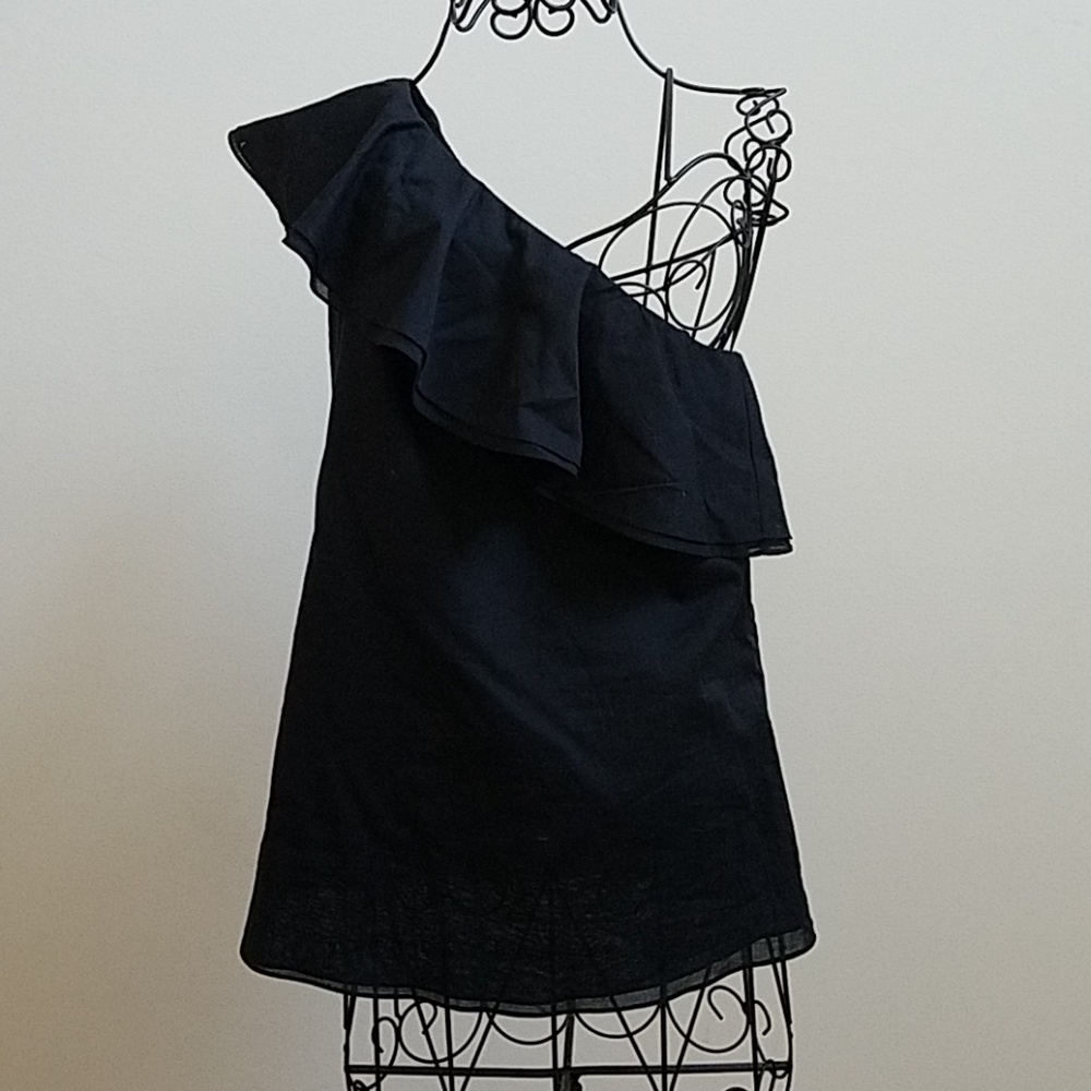 Theory Damarill one shoulder black cotton top